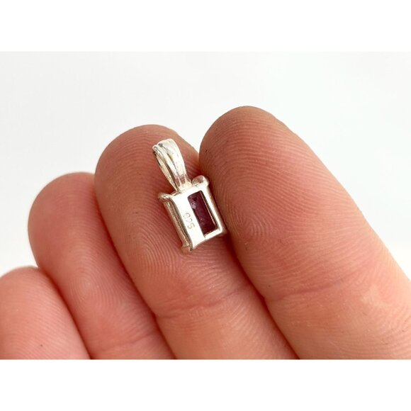 Minimalist Amethyst Gemstone Sterling Silver 925 Vintage Pendant | Charm - Picture 8 of 9